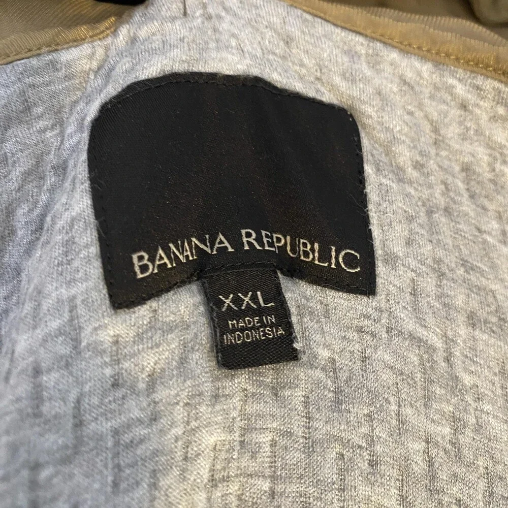 Banana Republic Coat Mens 2XL Beige Modern Mac Jac Lined Full Zip Rain Coat